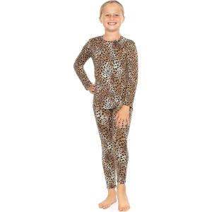 imageSTRETCH IS COMFORT Oh So Soft Youth Girls Long Sleeve Crew and Leggings Set Includes Top and BottomBrown Cheetah