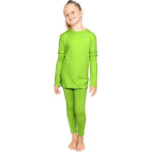 imageSTRETCH IS COMFORT Oh So Soft Youth Girls Long Sleeve Crew and Leggings Set Includes Top and BottomLime Green