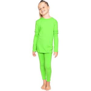 imageSTRETCH IS COMFORT Oh So Soft Youth Girls Long Sleeve Crew and Leggings Set Includes Top and BottomNeon Lime