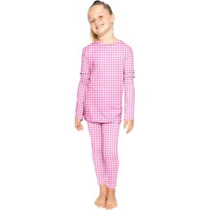 imageSTRETCH IS COMFORT Oh So Soft Youth Girls Long Sleeve Crew and Leggings Set Includes Top and BottomPink Gingham