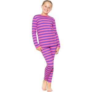 imageSTRETCH IS COMFORT Oh So Soft Youth Girls Long Sleeve Crew and Leggings Set Includes Top and BottomPink Purple Stripes