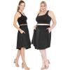 imageSTRETCH IS COMFORT Womens and Plus Size Scoop Hem Flare Mid Length Skirt with Pockets  S5XBlack