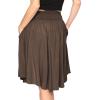 imageSTRETCH IS COMFORT Womens and Plus Size Scoop Hem Flare Mid Length Skirt with Pockets  S5XBrown