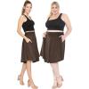 imageSTRETCH IS COMFORT Womens and Plus Size Scoop Hem Flare Mid Length Skirt with Pockets  S5XBrown
