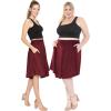 imageSTRETCH IS COMFORT Womens and Plus Size Scoop Hem Flare Mid Length Skirt with Pockets  S5XBurgundy
