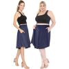 imageSTRETCH IS COMFORT Womens and Plus Size Scoop Hem Flare Mid Length Skirt with Pockets  S5XNavy Blue
