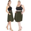 imageSTRETCH IS COMFORT Womens and Plus Size Scoop Hem Flare Mid Length Skirt with Pockets  S5XOlive Green
