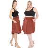 imageSTRETCH IS COMFORT Womens and Plus Size Scoop Hem Flare Mid Length Skirt with Pockets  S5XRust