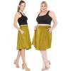 imageSTRETCH IS COMFORT Womens and Plus Size Scoop Hem Flare Mid Length Skirt with Pockets  S5XTea Leaf