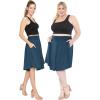 imageSTRETCH IS COMFORT Womens and Plus Size Scoop Hem Flare Mid Length Skirt with Pockets  S5XTeal