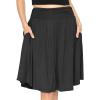 imageSTRETCH IS COMFORT Womens and Plus Size Scoop Hem Flare Mid Length Skirt with Pockets  S5XBlack