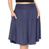 imageSTRETCH IS COMFORT Womens and Plus Size Scoop Hem Flare Mid Length Skirt with Pockets  S5XNavy Blue