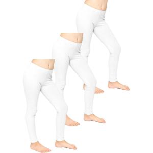 imageSTRETCH IS COMFORT Girls Cotton Footless Leggings Set of 3 Pieces  Stretchy  Size 214White