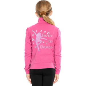 imageSTRETCH IS COMFORT Glitter  Live Love Dance  Mock Neck Jacket  Youth Sizes 416Raspberry Born to Dance