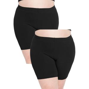 imageSTRETCH IS COMFORT Womens Plus Size Cotton Biker Shorts  Cotton  XLarge  7XBlack 2 Pack