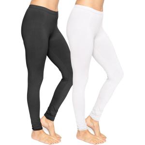 imageSTRETCH IS COMFORT Womens Ultra Buttery Smooth Cotton Leggings  Small to 5XBlack White