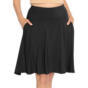 imageSTRETCH IS COMFORT Womens and Plus Knee Length and MIDI ALine Skirt wPocketsBlack