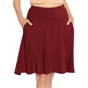 imageSTRETCH IS COMFORT Womens and Plus Knee Length and MIDI ALine Skirt wPocketsBurgundy