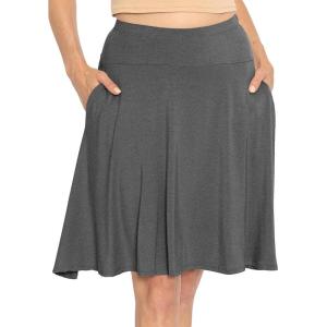 imageSTRETCH IS COMFORT Womens and Plus Knee Length and MIDI ALine Skirt wPocketsCharcoal Gray