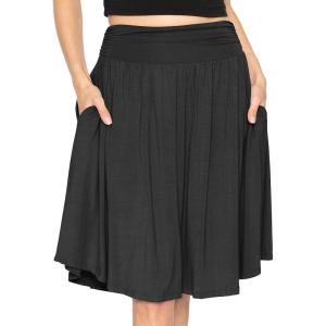 imageSTRETCH IS COMFORT Womens and Plus Size Scoop Hem Flare Mid Length Skirt with Pockets  S5XBlack