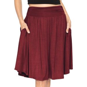 imageSTRETCH IS COMFORT Womens and Plus Size Scoop Hem Flare Mid Length Skirt with Pockets  S5XBurgundy