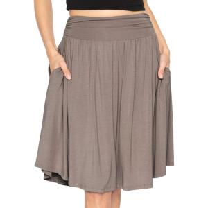 imageSTRETCH IS COMFORT Womens and Plus Size Scoop Hem Flare Mid Length Skirt with Pockets  S5XMocha