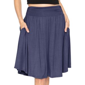 imageSTRETCH IS COMFORT Womens and Plus Size Scoop Hem Flare Mid Length Skirt with Pockets  S5XNavy Blue