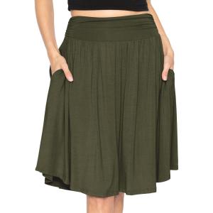imageSTRETCH IS COMFORT Womens and Plus Size Scoop Hem Flare Mid Length Skirt with Pockets  S5XOlive Green