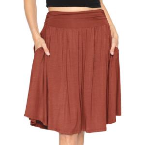 imageSTRETCH IS COMFORT Womens and Plus Size Scoop Hem Flare Mid Length Skirt with Pockets  S5XRust