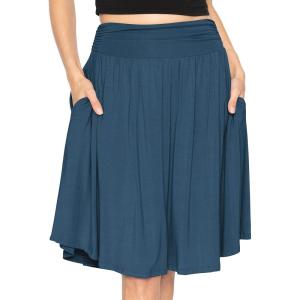 imageSTRETCH IS COMFORT Womens and Plus Size Scoop Hem Flare Mid Length Skirt with Pockets  S5XTeal