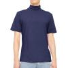 imageSTRETCH IS COMFORT Mens Cotton Mock Neck Short Sleeve ampamp Cuffed Long Sleeve TopNavy Blue