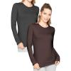 imageWomens Oh So Soft Pullover Long Sleeve Top  2 Pack  Base Layer Small to 3XBlack  Brown