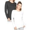imageWomens Oh So Soft Pullover Long Sleeve Top  2 Pack  Base Layer Small to 3XBlack  White