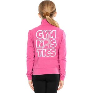imageSTRETCH IS COMFORT Glitter  Gymnastics Jacket Mock Neck  Youth Size 416Raspberry Rhinestones Purple Gymnast