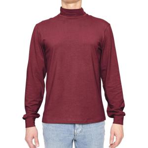 imageSTRETCH IS COMFORT Mens Cotton Mock Neck Short Sleeve ampamp Cuffed Long Sleeve TopBurgundy