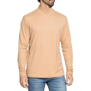 imageSTRETCH IS COMFORT Mens Oh So Soft Mock Neck Long Sleeve Shirt Perfect for Casual Wear Stylish Classic Fit  Small5XBeige
