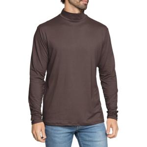 imageSTRETCH IS COMFORT Mens Oh So Soft Mock Neck Long Sleeve Shirt Perfect for Casual Wear Stylish Classic Fit  Small5XBrown