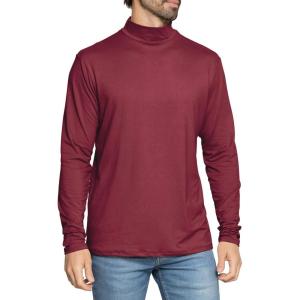 imageSTRETCH IS COMFORT Mens Oh So Soft Mock Neck Long Sleeve Shirt Perfect for Casual Wear Stylish Classic Fit  Small5XBurgundy
