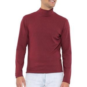 imageSTRETCH IS COMFORT Mens Oh So Soft Mock Neck Long Sleeve Shirt Perfect for Casual Wear Stylish Classic Fit  Small5XBurgundy Ribbed