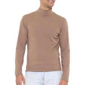 imageSTRETCH IS COMFORT Mens Oh So Soft Mock Neck Long Sleeve Shirt Perfect for Casual Wear Stylish Classic Fit  Small5XChocolate Ribbed