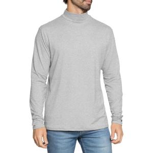 imageSTRETCH IS COMFORT Mens Oh So Soft Mock Neck Long Sleeve Shirt Perfect for Casual Wear Stylish Classic Fit  Small5XHeather Gray