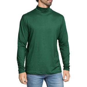 imageSTRETCH IS COMFORT Mens Oh So Soft Mock Neck Long Sleeve Shirt Perfect for Casual Wear Stylish Classic Fit  Small5XHunter Green