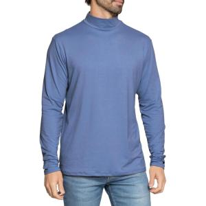 imageSTRETCH IS COMFORT Mens Oh So Soft Mock Neck Long Sleeve Shirt Perfect for Casual Wear Stylish Classic Fit  Small5XLight Navy