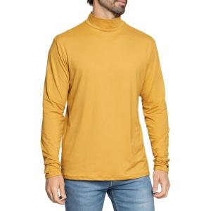 imageSTRETCH IS COMFORT Mens Oh So Soft Mock Neck Long Sleeve Shirt Perfect for Casual Wear Stylish Classic Fit  Small5XMustard Yellow