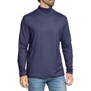 imageSTRETCH IS COMFORT Mens Oh So Soft Mock Neck Long Sleeve Shirt Perfect for Casual Wear Stylish Classic Fit  Small5XNavy Blue
