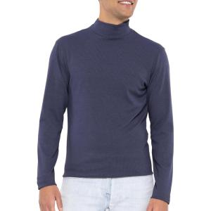imageSTRETCH IS COMFORT Mens Oh So Soft Mock Neck Long Sleeve Shirt Perfect for Casual Wear Stylish Classic Fit  Small5XNavy Ribbed