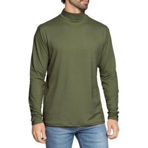 imageSTRETCH IS COMFORT Mens Oh So Soft Mock Neck Long Sleeve Shirt Perfect for Casual Wear Stylish Classic Fit  Small5XOlive Green
