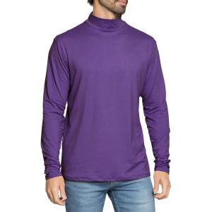 imageSTRETCH IS COMFORT Mens Oh So Soft Mock Neck Long Sleeve Shirt Perfect for Casual Wear Stylish Classic Fit  Small5XPurple