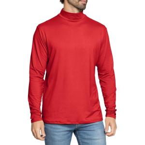 imageSTRETCH IS COMFORT Mens Oh So Soft Mock Neck Long Sleeve Shirt Perfect for Casual Wear Stylish Classic Fit  Small5XRed