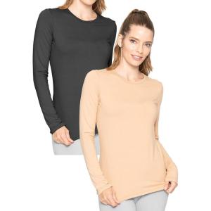 imageWomens Oh So Soft Pullover Long Sleeve Top  2 Pack  Base Layer Small to 3XBlack  Beige
